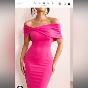 Club L London Alyssa Bardot Bow Detail Dress